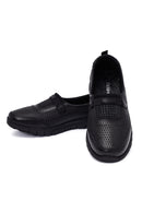 Woman Black Stone Detail Leather Comfort Shoes | Derimod