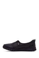 Woman Black Stone Detail Leather Comfort Shoes | Derimod