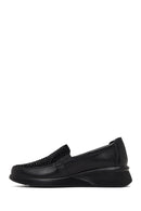 Women's Black Stone Detailed Platform Heel Leather Comfort Shoe | Derimod