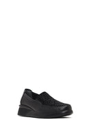 Women's Black Stone Detailed Platform Heel Leather Comfort Shoe | Derimod