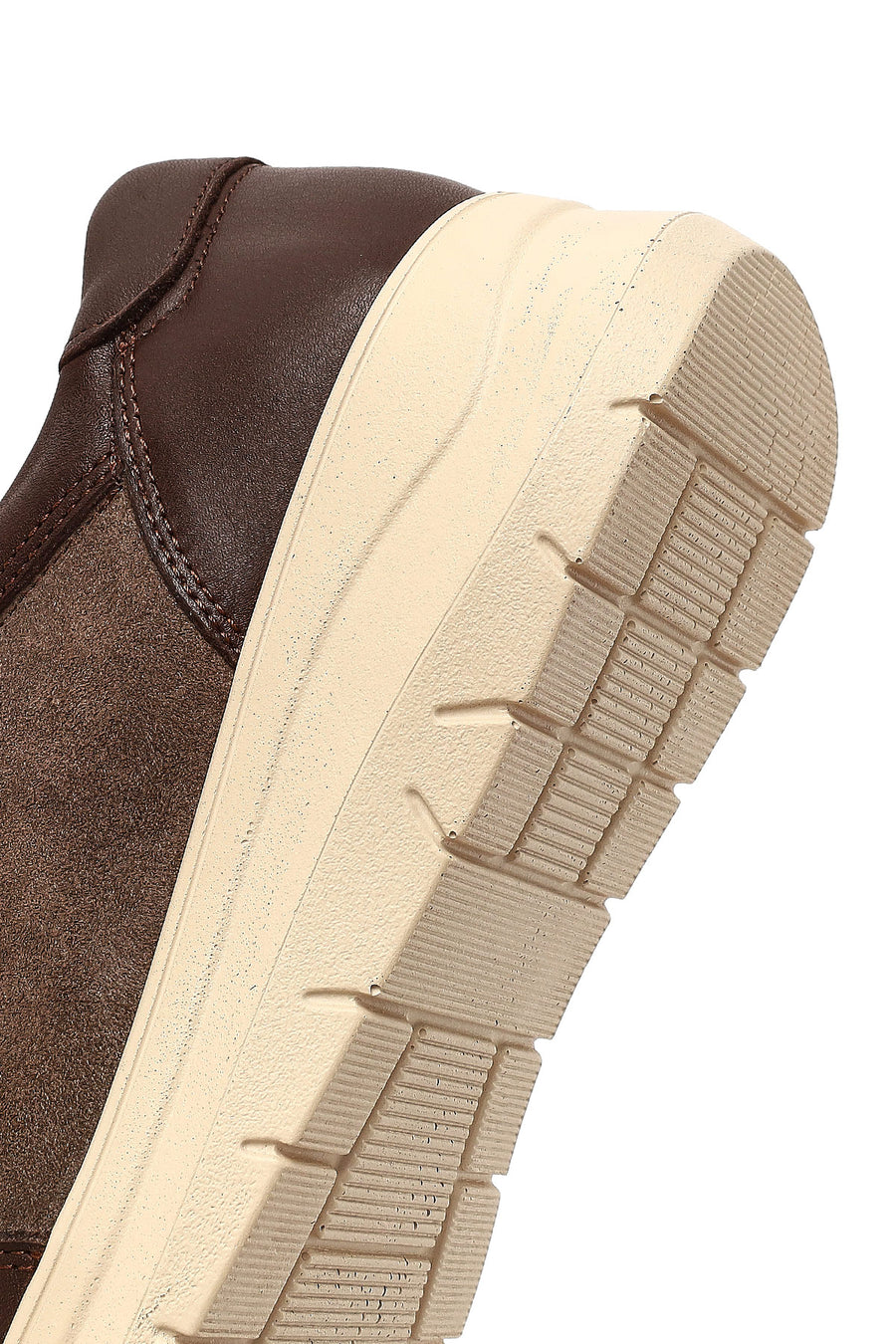 Women's Brown Lace-Up Thick-Soled Leather Sneaker