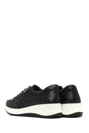 Women's Black Lace-Up Thick-Soled Leather Sneaker | Derimod