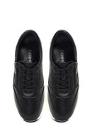 Women's Black Lace-Up Thick-Soled Leather Sneaker | Derimod