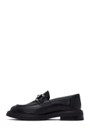 Woman Black Buckle Leather Masculine Loafer | Derimod