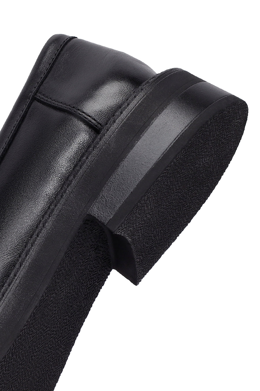 Woman Black Buckle Leather Masculine Loafer