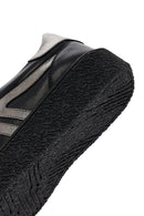 Woman Black Lace-Up Thick Sole Leather Sneakers | Derimod