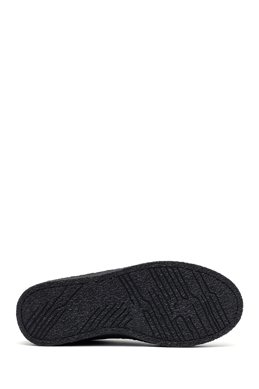 Woman Black Lace-Up Thick Sole Leather Sneakers