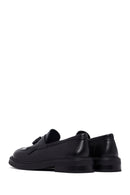 Woman Black Tassel Leather Masculine Loafer | Derimod