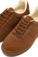 Women's Tan Lace-Up Thick-Soled Suede Sneaker | Derimod