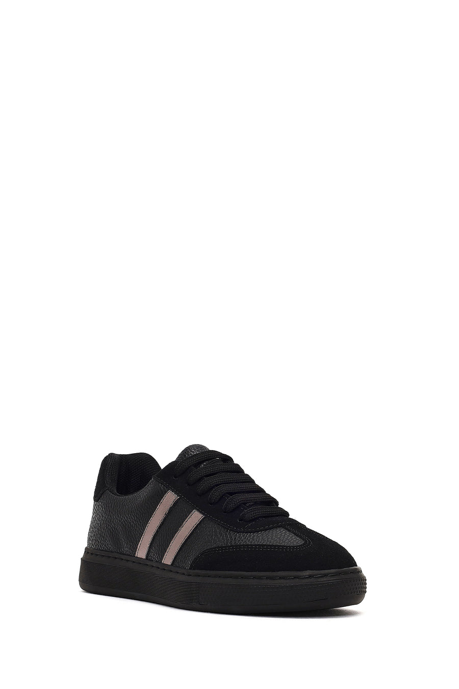 Women's Black Lace-Up Thick-Soled Sneaker