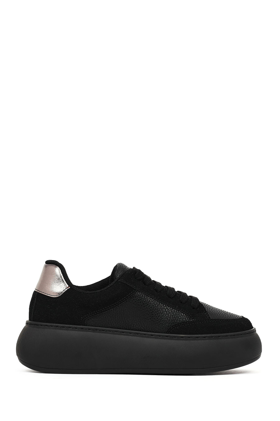 Women's Black Lace-Up Thick-Soled Sneaker 25AFE145514 | Derimod
