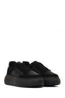 Women's Black Lace-Up Thick-Soled Sneaker | Derimod