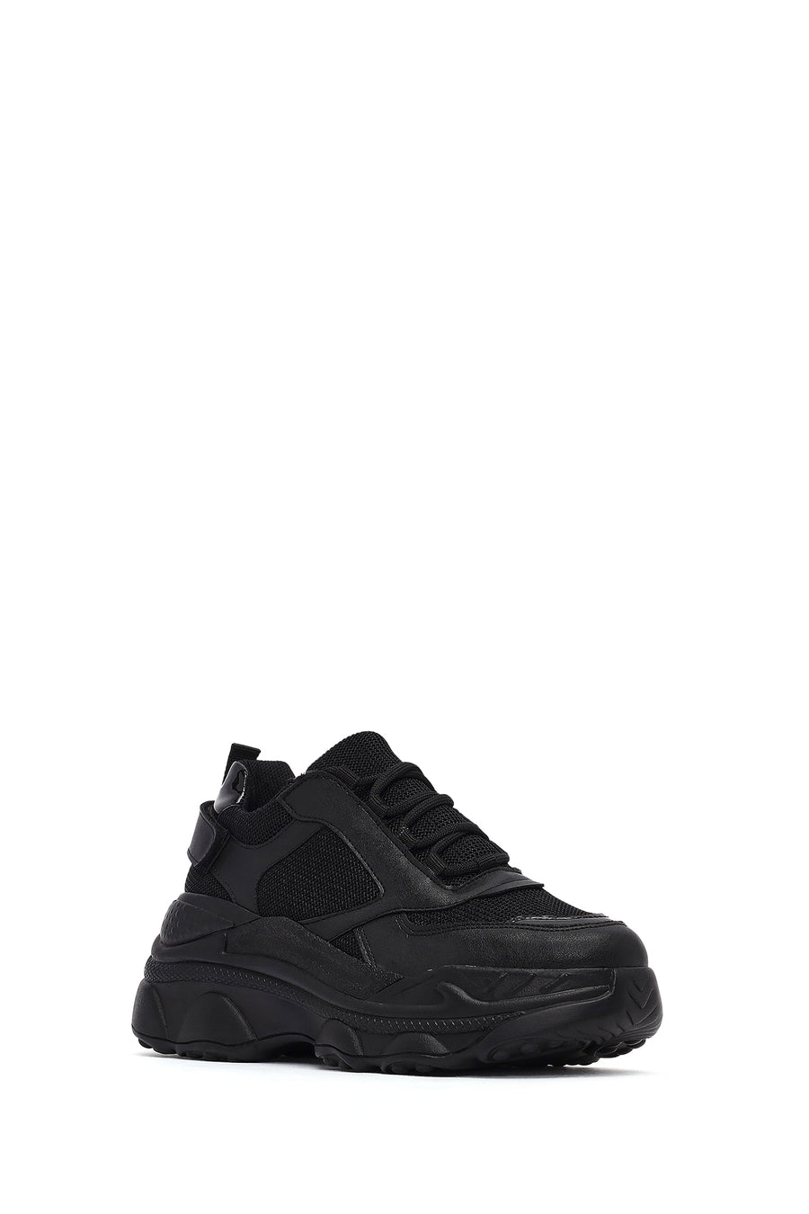 Kadın Siyah Bağcıklı Kalın Tabanlı Sneaker