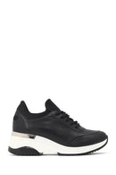 Woman Black Lace-Up Wedge-Heeled Sneakers | Derimod