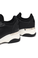 Woman Black Lace-Up Wedge-Heeled Sneakers | Derimod