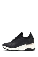 Woman Black Lace-Up Wedge-Heeled Sneakers | Derimod