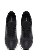 Woman Black Lace-Up Wedge-Heeled Sneakers | Derimod