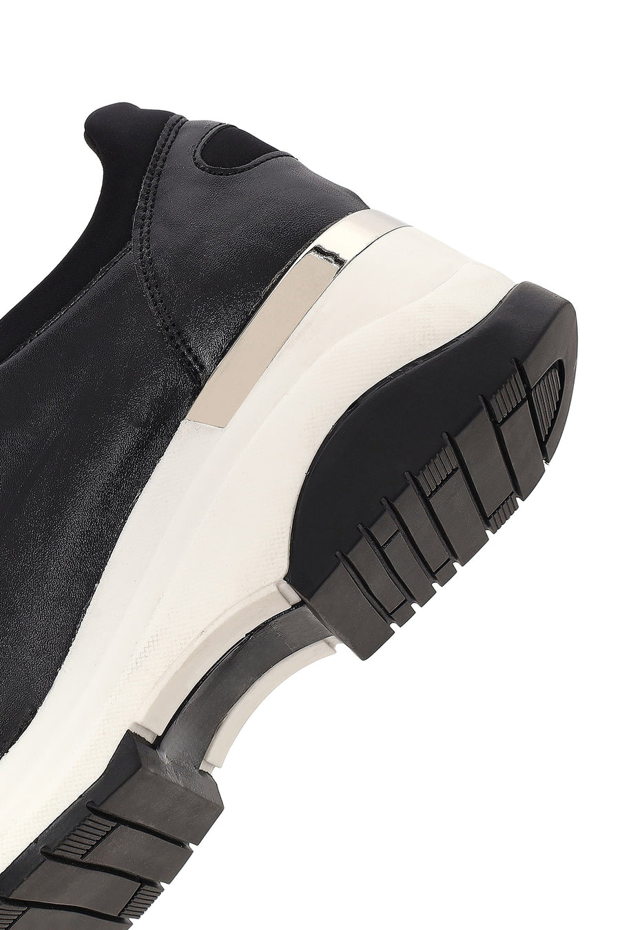 Woman Black Lace-Up Wedge-Heeled Sneakers