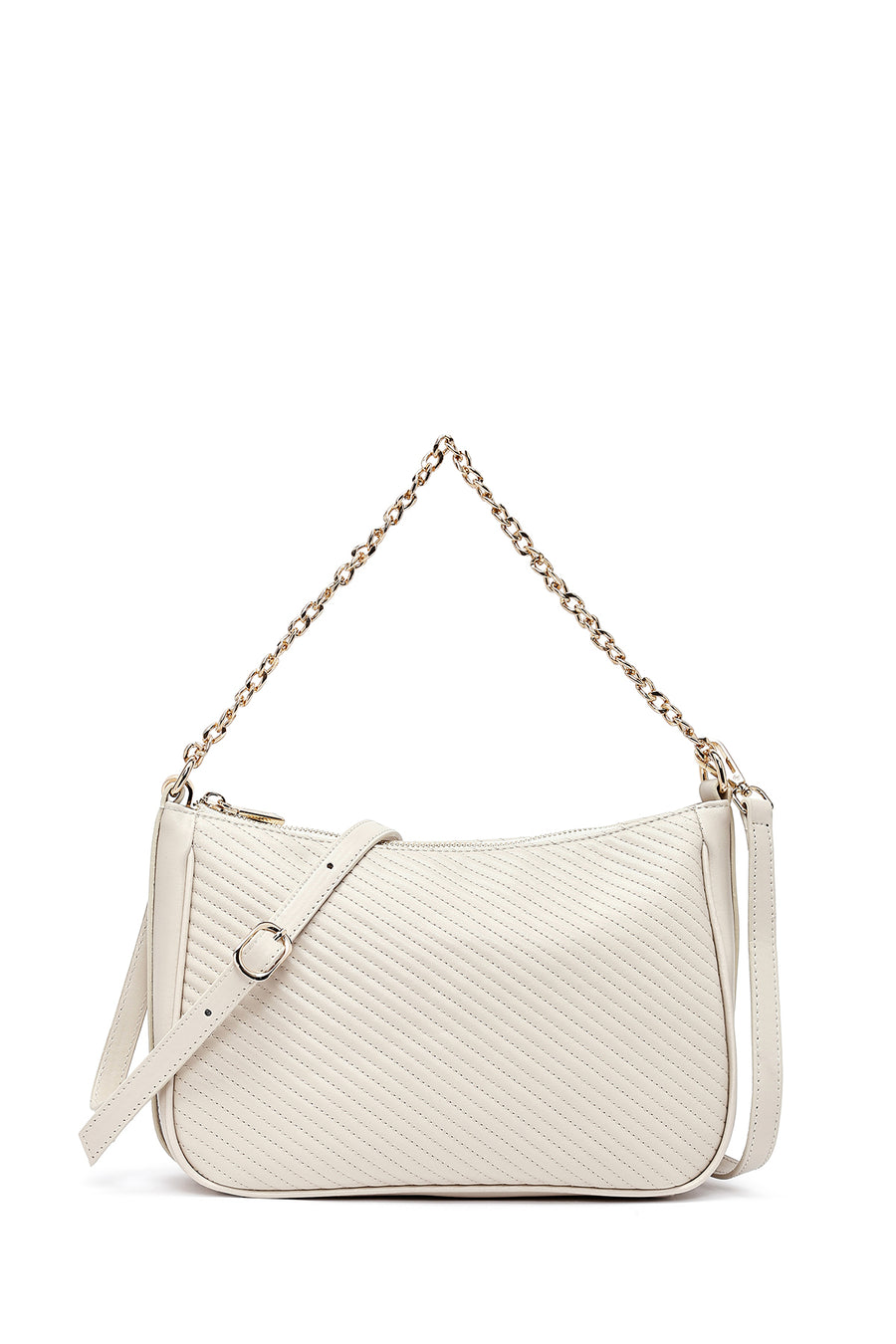 Women's Cream Long Strap Quilted Crossbody Bag 25SBD2022KP | Derimod