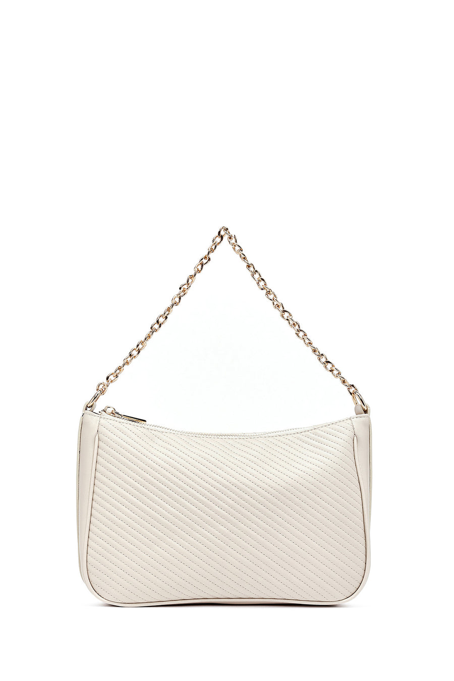 Women's Cream Long Strap Quilted Crossbody Bag
