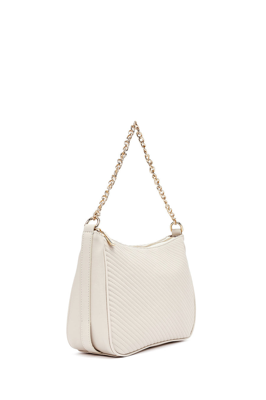 Women's Cream Long Strap Quilted Crossbody Bag