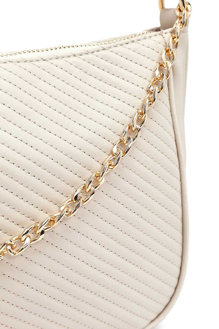 Women's Cream Long Strap Quilted Crossbody Bag