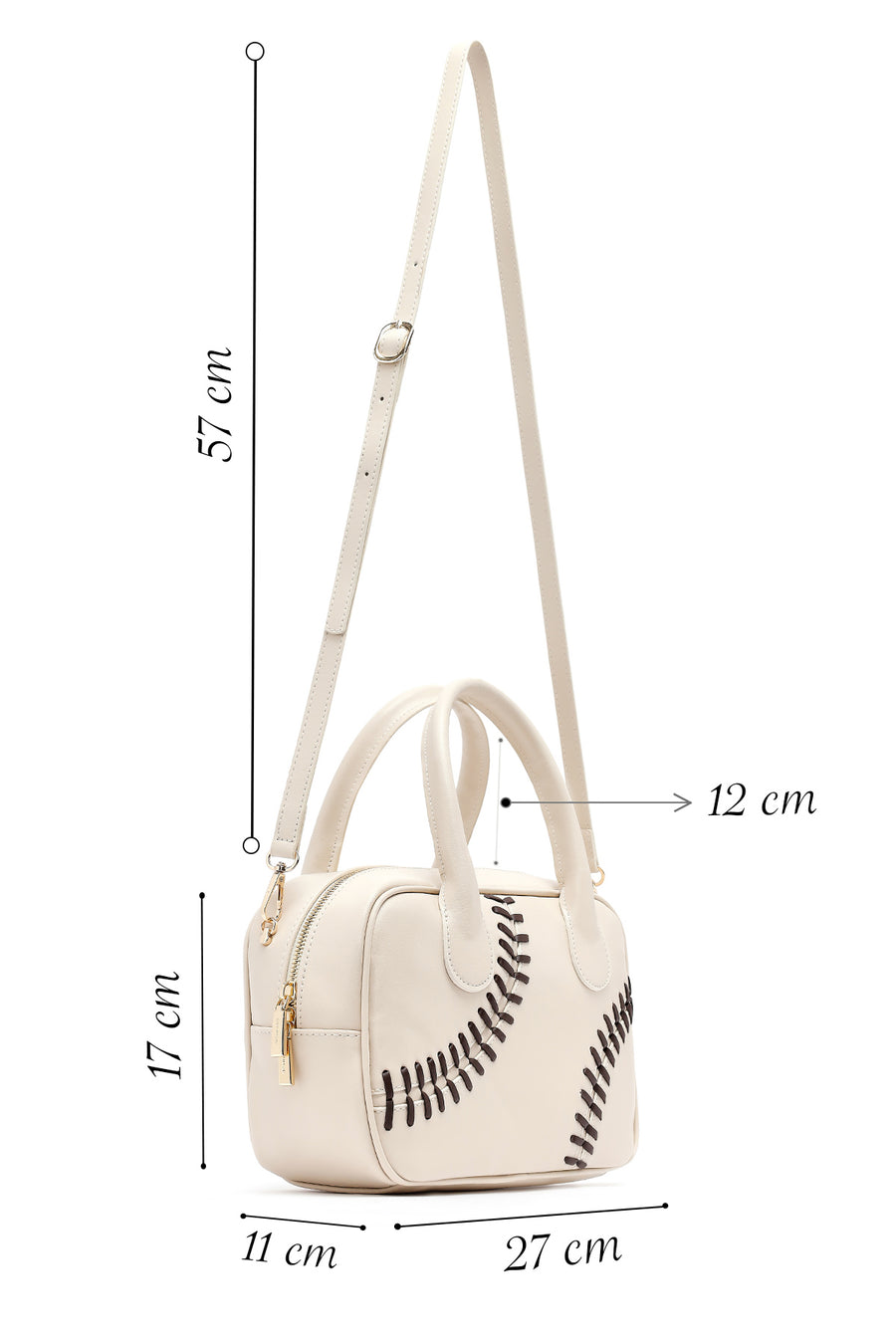 Women's Cream Long Strap Classic Handbag