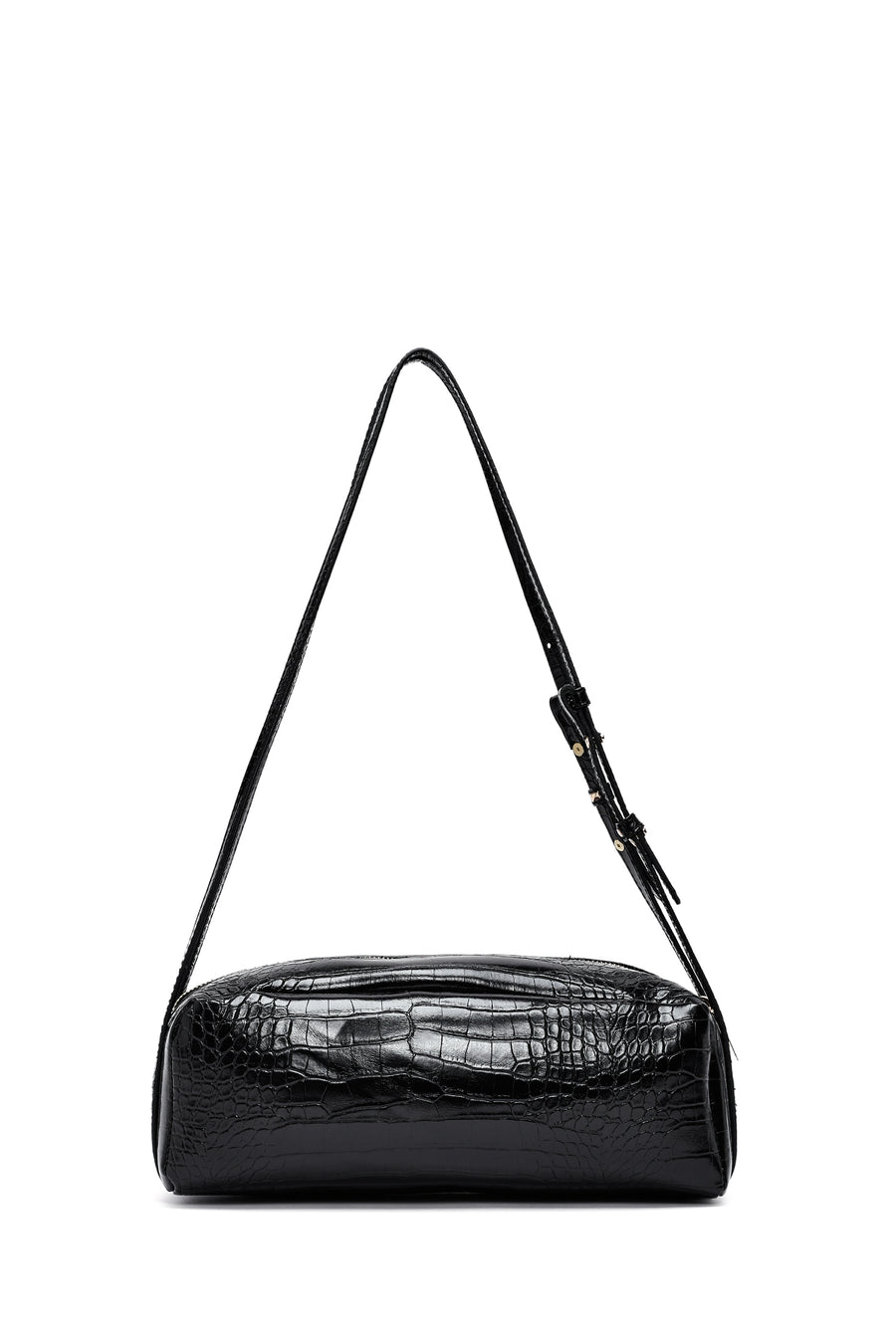 Women's Black Crocodile Patterned Shoulder Bag