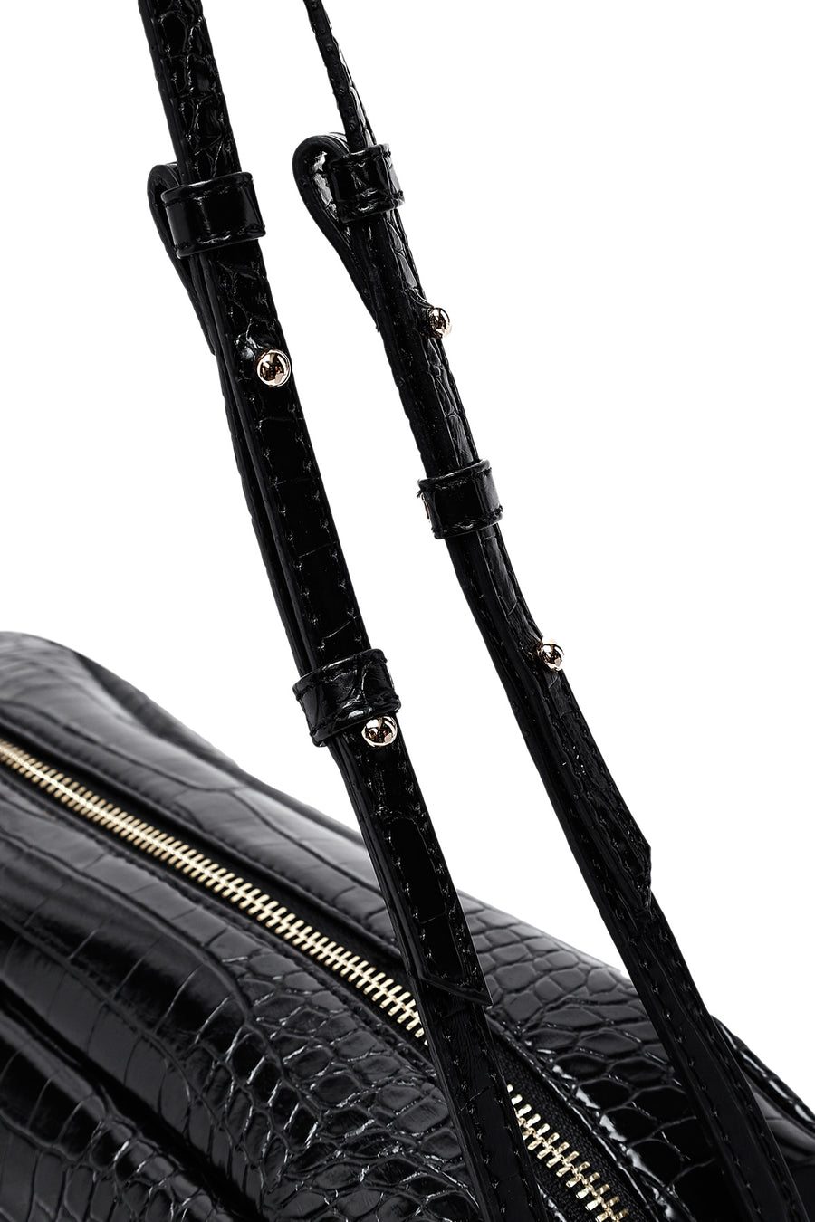 Women's Black Crocodile Patterned Shoulder Bag
