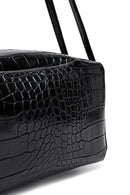 Women's Black Crocodile Patterned Shoulder Bag | Derimod