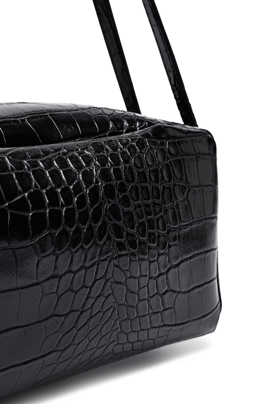 Women's Black Crocodile Patterned Shoulder Bag