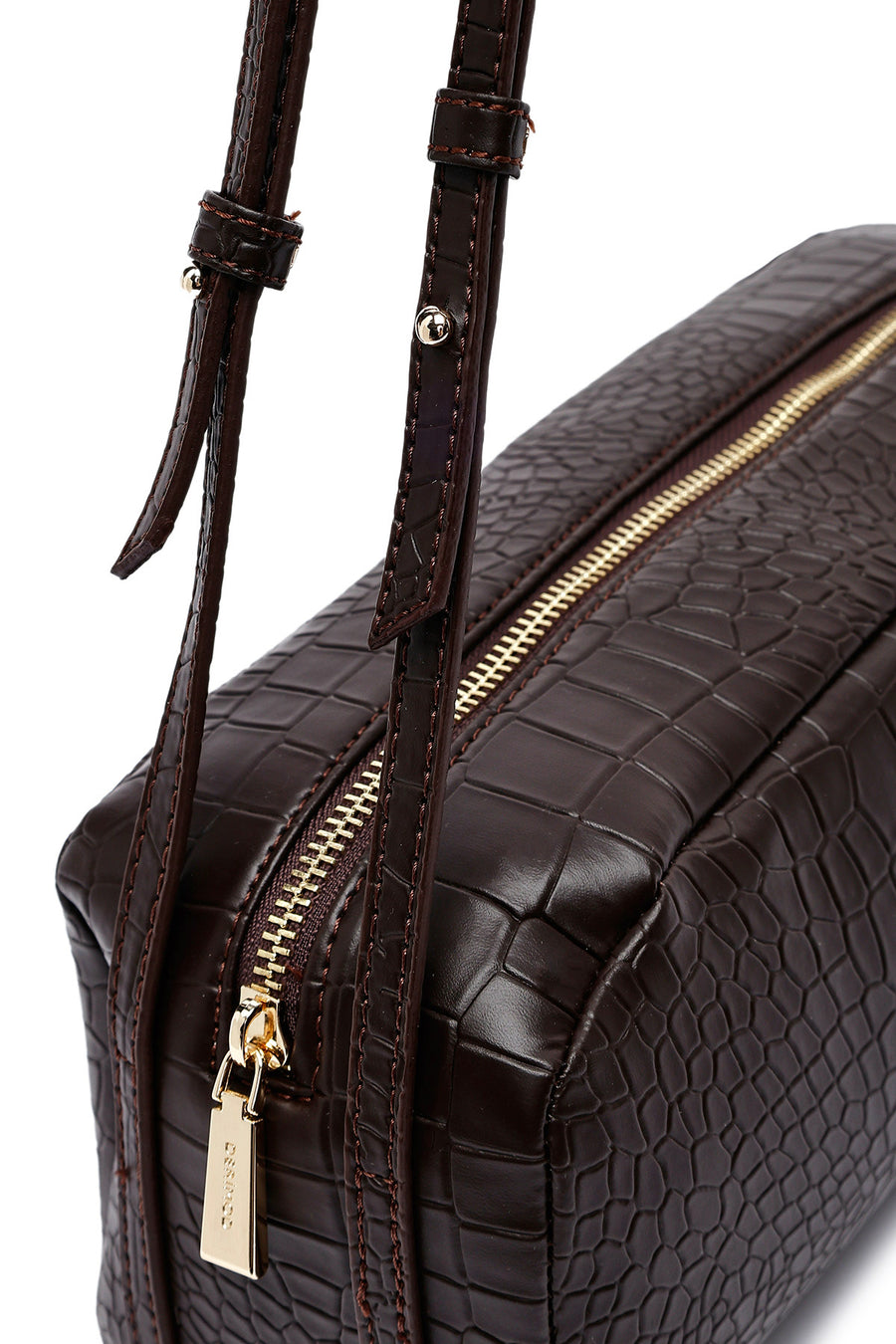 Women's Brown Crocodile Patterned Shoulder Bag