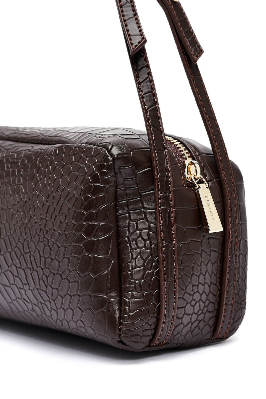 Women's Brown Crocodile Patterned Shoulder Bag