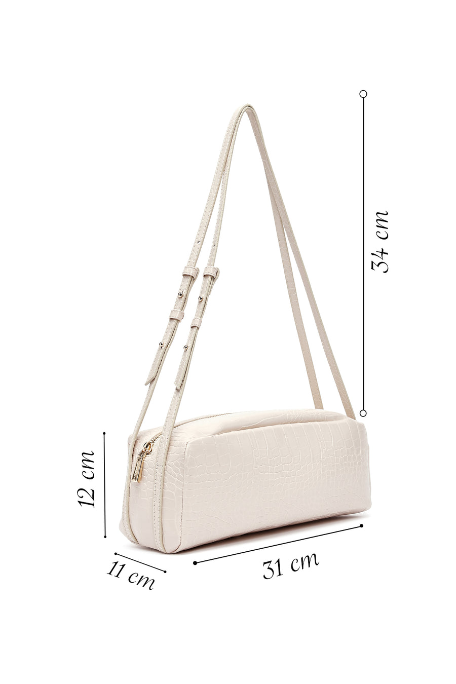 Women's Cream Crocodile Patterned Shoulder Bag
