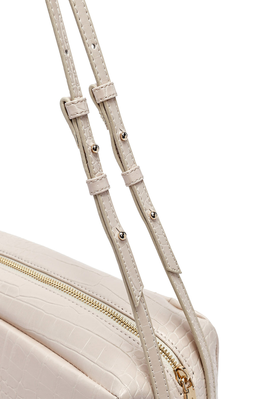 Women's Cream Crocodile Patterned Shoulder Bag