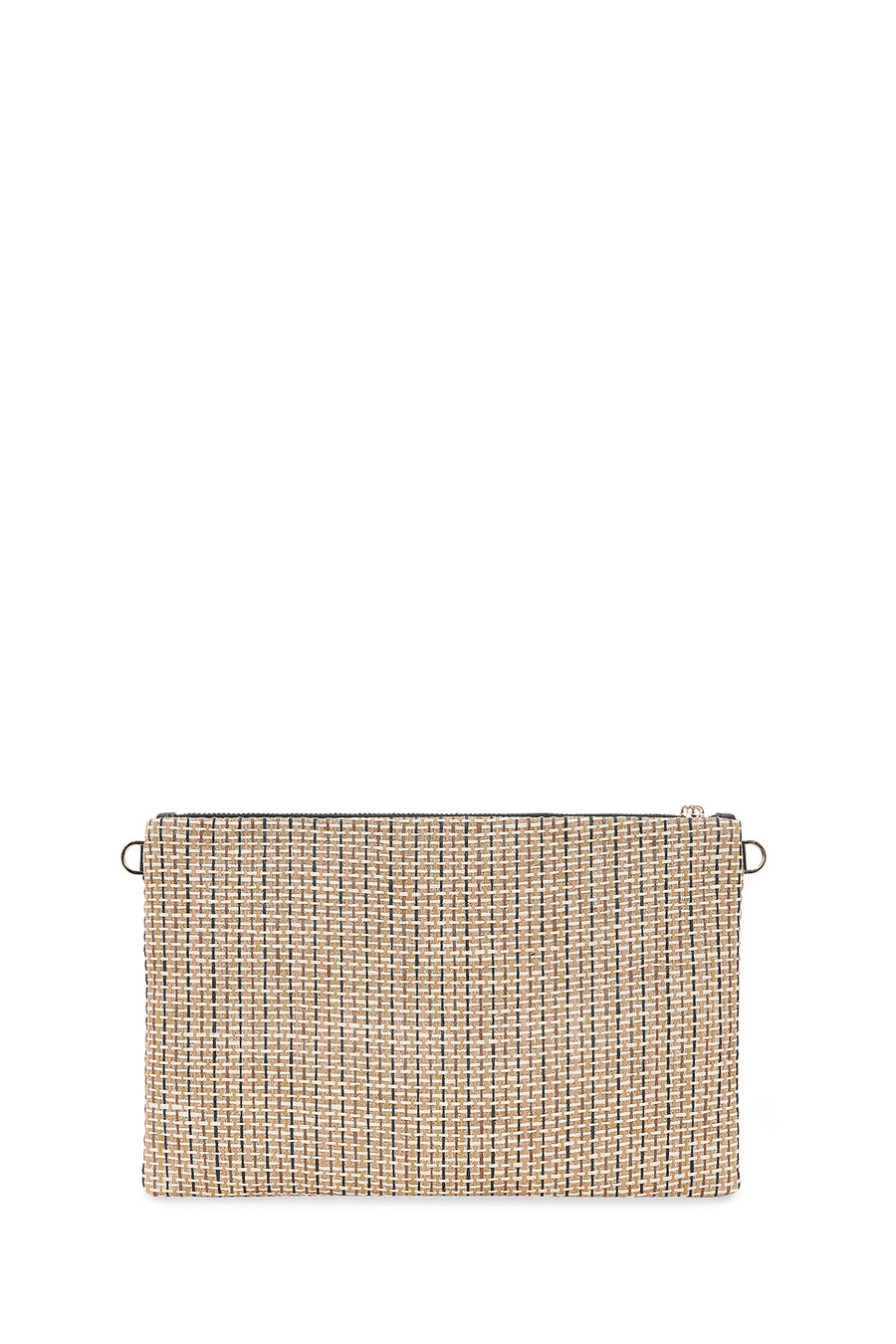 Women's Black Long Chain Strap Straw Clutch Bag