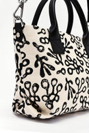Kastamonu Stone Print Women's Black Long Strap Patterned Fabric Mini Handbag | Derimod