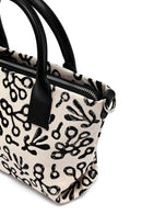 Kastamonu Stone Print Women's Black Long Strap Patterned Fabric Mini Handbag | Derimod
