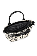 Kastamonu Stone Print Women's Black Long Strap Patterned Fabric Mini Handbag | Derimod