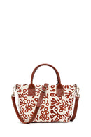 Kastamonu Stone Print Women's Brown Long Strap Patterned Fabric Mini Handbag | Derimod