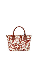 Kastamonu Stone Print Women's Brown Long Strap Patterned Fabric Mini Handbag | Derimod