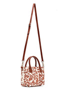 Kastamonu Stone Print Women's Brown Long Strap Patterned Fabric Mini Handbag | Derimod