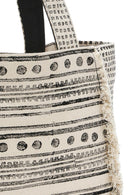 Kastamonu Stone Print Women's Black Long Strap Patterned Handbag | Derimod