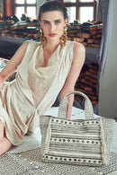 Kastamonu Stone Print Women's Black Long Strap Patterned Handbag | Derimod