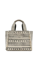 Kastamonu Stone Print Women's Black Long Strap Patterned Handbag | Derimod