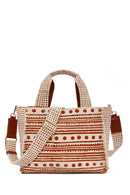 Kastamonu Stone Print Women's Brown Long Strap Patterned Handbag | Derimod