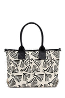 Kastamonu Stone Print Women's Black Long Strap Patterned Fabric Shoulder Bag | Derimod