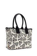Kastamonu Stone Print Women's Black Long Strap Patterned Fabric Shoulder Bag | Derimod
