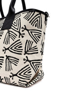 Kastamonu Stone Print Women's Black Long Strap Patterned Fabric Shoulder Bag | Derimod