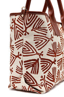 Kastamonu Stone Print Women's Tan Long Strap Patterned Fabric Shoulder Bag | Derimod